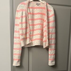 J. Crew Women's Pink and Cream Striped Cardigan